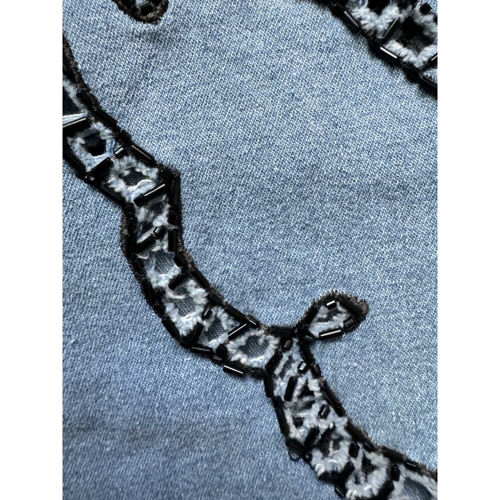 Vintage Mandalay Designs Embroidered Beaded 90s Flare Denim Jeans In Blue Size 6 - Picture 3 of 5